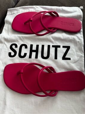SCHUTZ Hot Pink Strappy Flat Sandals NEW